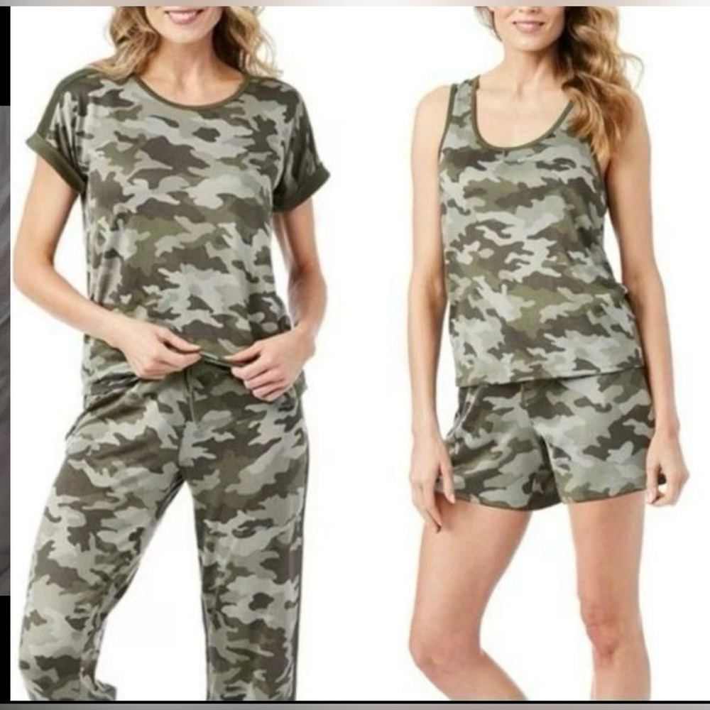 Lucky Brand 4 Piece Women's Green Camouflage Loungewear Set. Size L